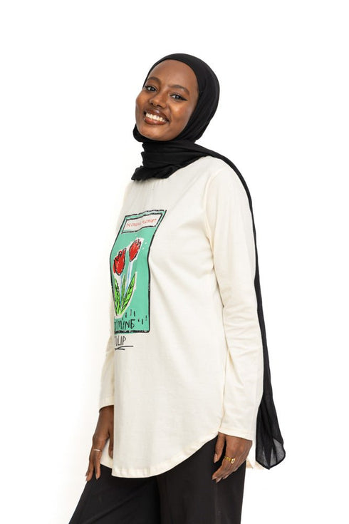 Creamy Printed Long - Sleeve Design 11 - Khotwh